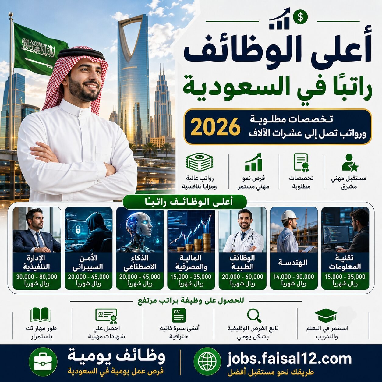 أعلى الوظائف راتبًا في السعودية 2026 وظائف يومية في السعودية
