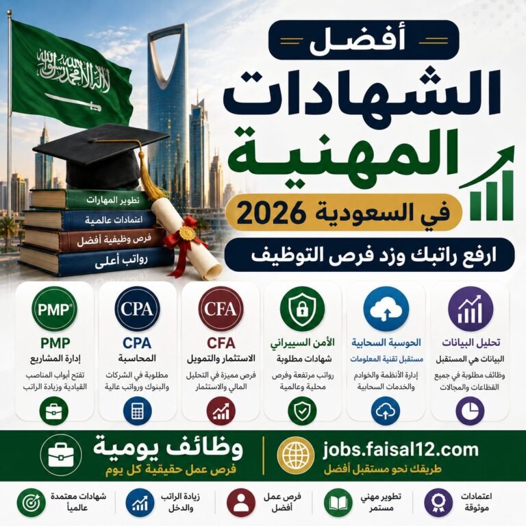 أفضل الشهادات المهنية المطلوبة في السعودية لعام 2026