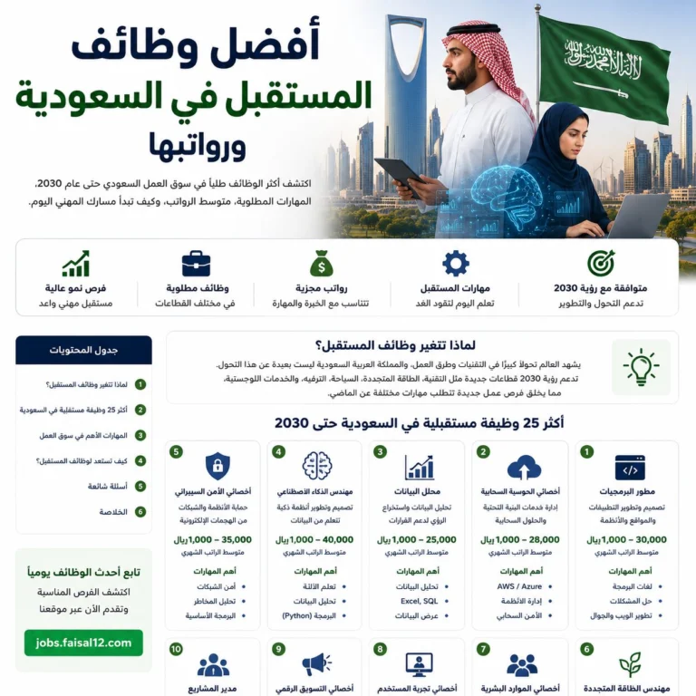 وظائف المستقبل في السعودية 2030 | أكثر المهن طلبًا
